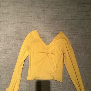 PacSun Mustard Long Sleeve V-Neck Top